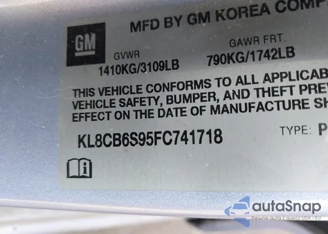 2015 Chevrolet Spark Ls Cvt z USA, uszkodzony, nr VIN KL8CB6S95FC741718